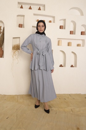 Çilek Kumaş Etekli Takım - Gri