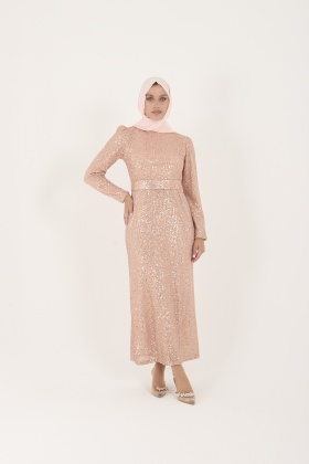 Pudra Pul Payet Abiye Elbise
