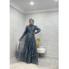 Sim Detaylı Füme Grater Abiye Elbise