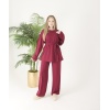 Bordo Düğmeli Oyso Pantolonlu Takım
