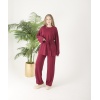 Bordo Düğmeli Oyso Pantolonlu Takım