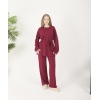 Bordo Düğmeli Oyso Pantolonlu Takım
