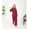 Bordo Düğmeli Oyso Pantolonlu Takım