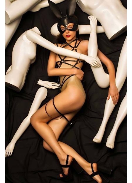 Özel Bölgesi Açık Fantezi Deri İç Giyim - APFT258