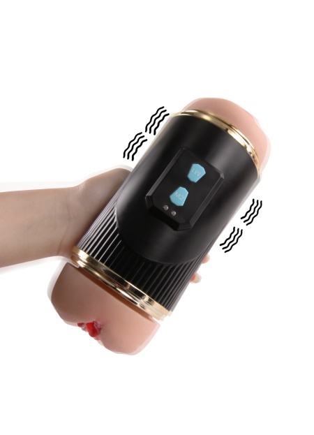 Çift Taraflı Fener Tipi Sesli Titreşimli Realistik Vajinal ve Oral Mastürbatör