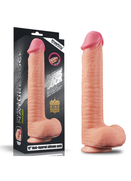 Censan 12 İnç Dual Layered Platinum Silicone Cock Dildo