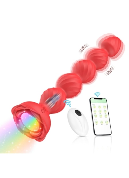 Censan Telefon Kontrollü Haley Rose Pulled Beads Anal Plug – Kırmızı