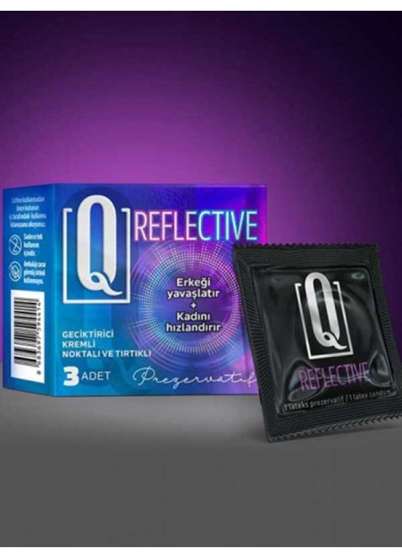Q REFLECTİVE 3LÜ KREMLİ TIRTIKLI PREZERVATİF