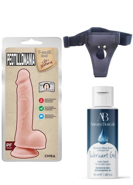 Censan Belden Bağlamalı Kayganlaştırıcı Set Peotillomania 19.5cm Gerçekçi Dildo