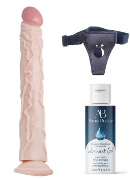 Censan Belden Bağlamalı Kayganlaştırıcı Set Noctis 34,5cm Realistik Dildo No:7