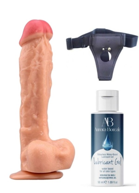 Censan Belden Bağlamalı Kayganlaştırıcı Set Noctis 23cm Realistik Dildo No:22