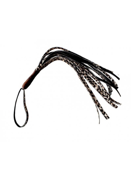 SİYAH DERİ BOĞUM SAPLI LEOPAR AYRINTILI KIRBAÇ - FANTEZİ KIRBAÇ