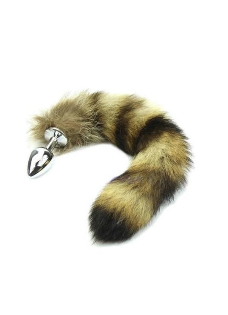 Tilki Kuyruklu Tüylü Sarı Metal Anal Plug