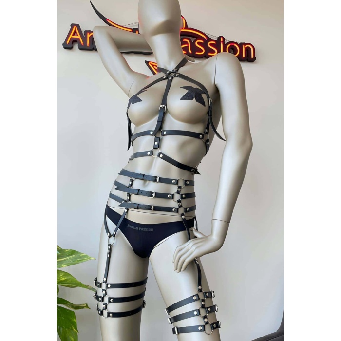 Fantazi Deri İç Giyim Jartiyer Harness - APFT524