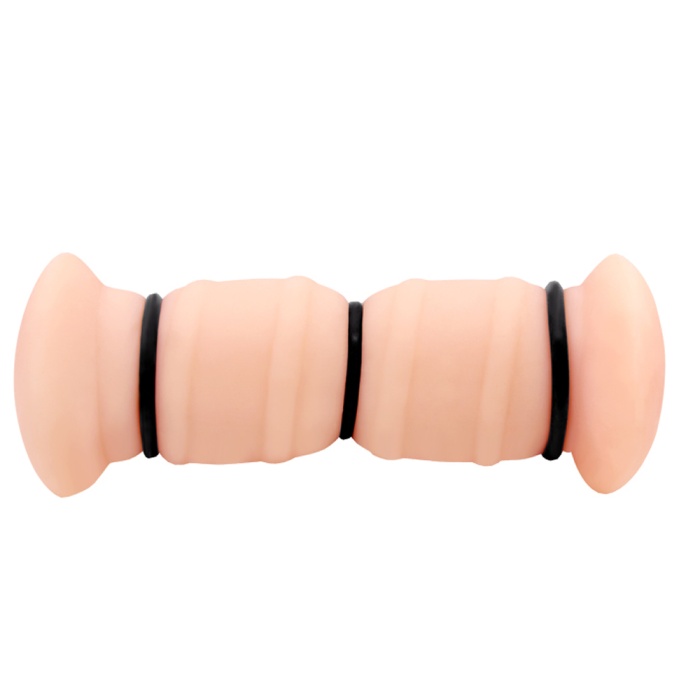 Büyük Boy 19 CM Çift Taraflı Titreşimli Realistik Suni Vajina Mastürbatör