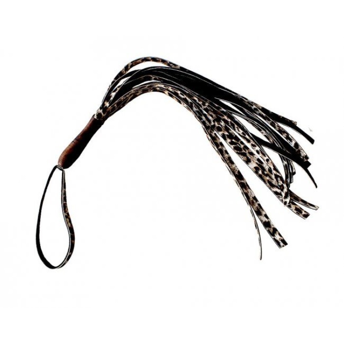 SİYAH DERİ BOĞUM SAPLI LEOPAR AYRINTILI KIRBAÇ - FANTEZİ KIRBAÇ