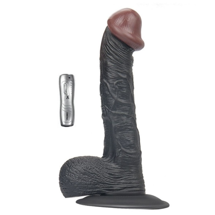 Tam Realistik 19.5 CM Titreşimli Siyah Zenci Yapay Penis Vibratör