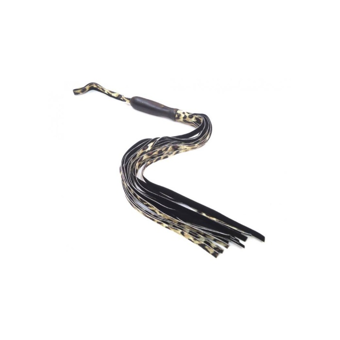 SİYAH DERİ BOĞUM SAPLI LEOPAR AYRINTILI KIRBAÇ - FANTEZİ KIRBAÇ