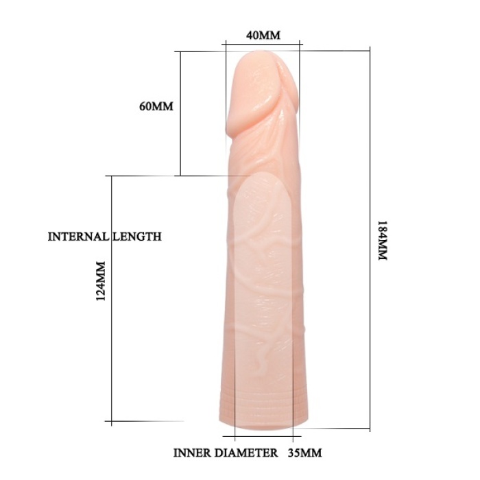 Big 6CM Dolgulu Realistik Penis Kılıfı Uzatmalı Prezervatif Dildo