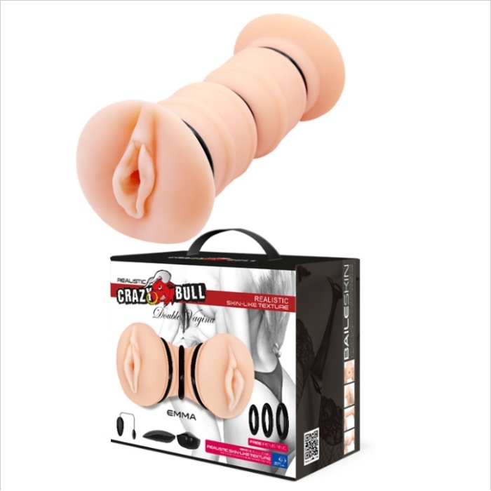 Büyük Boy 19 CM Çift Taraflı Titreşimli Realistik Suni Vajina Mastürbatör