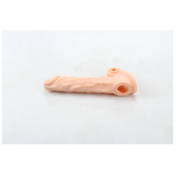 Titreşimli 17 CM Yumuşak Dokulu Realistik Tırtıklı Penis Kılıfı