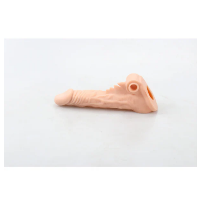 Titreşimli 17 CM Yumuşak Dokulu Realistik Tırtıklı Penis Kılıfı