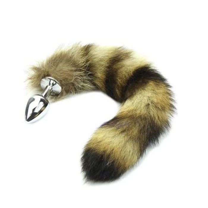 Tilki Kuyruklu Tüylü Sarı Metal Anal Plug