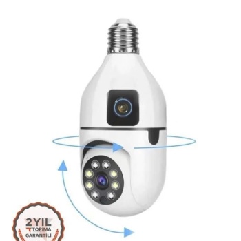 Torima TRM-CMR13 Çift Kameralı 360° Full Hd 1080p Ampül Smart Ip Güvenlik Kamerası