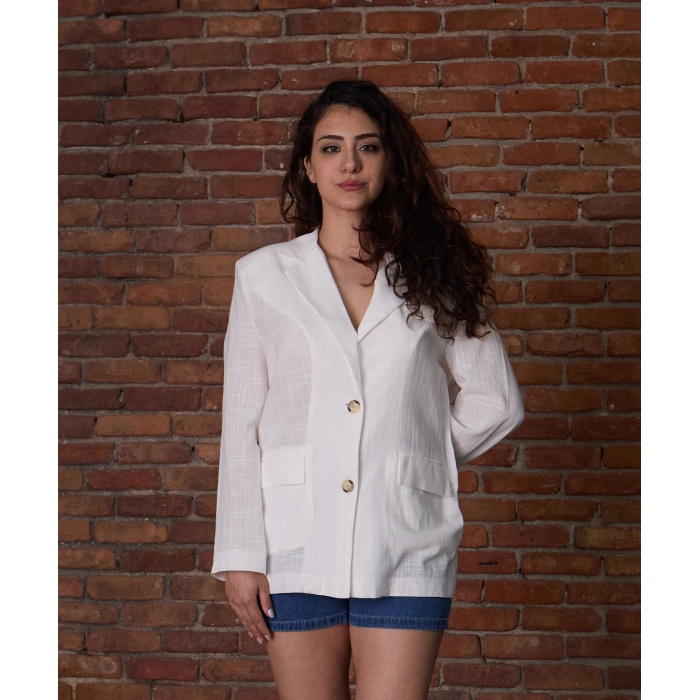 ARKASI İPLİ CEKET BEYAZ