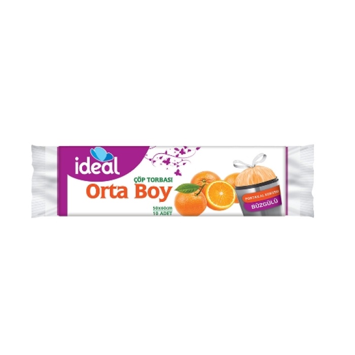 İdeal Çöp Torbası Büzgülü Portakal Orta 10lu (6lı)