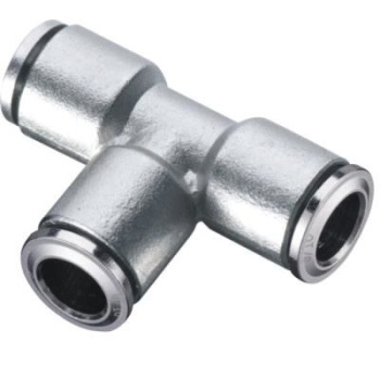 Metal TE Bağlantı Pnömatik Rekor Nikel Kaplı Fitting