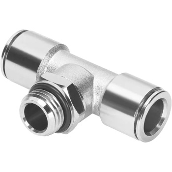 Metal Orta Bacak TE Bağlantı Pnömatik Rekor Nikel Kaplı Fitting