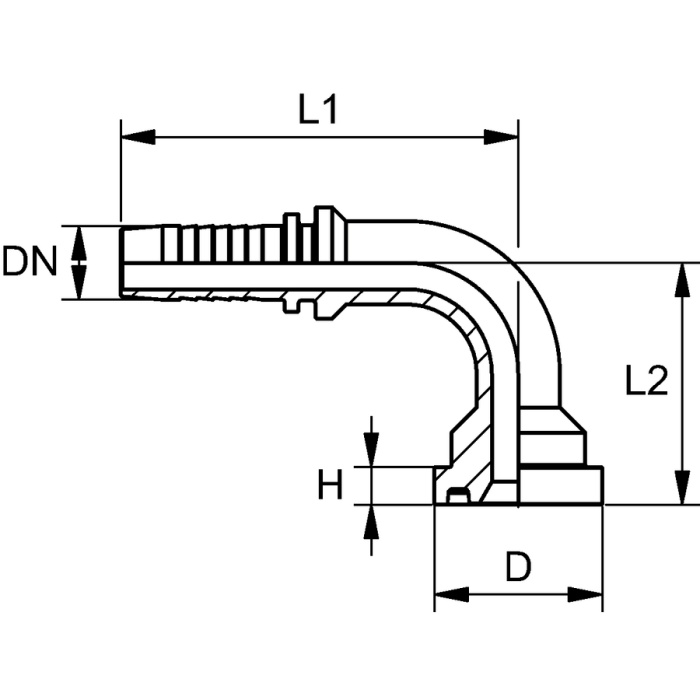 Flanşlı Hortum Rakoru Çinko Nikel Kaplı Hidrolik Bağlantı Rekoru Presli Fitting PN SF