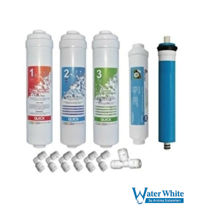 Water White Quick Connect 5’li Su Arıtma Filtresi Seti