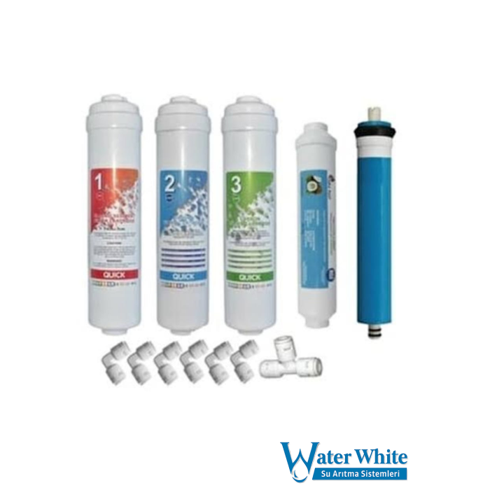 Water White Quick Connect 5’li Su Arıtma Filtresi Seti