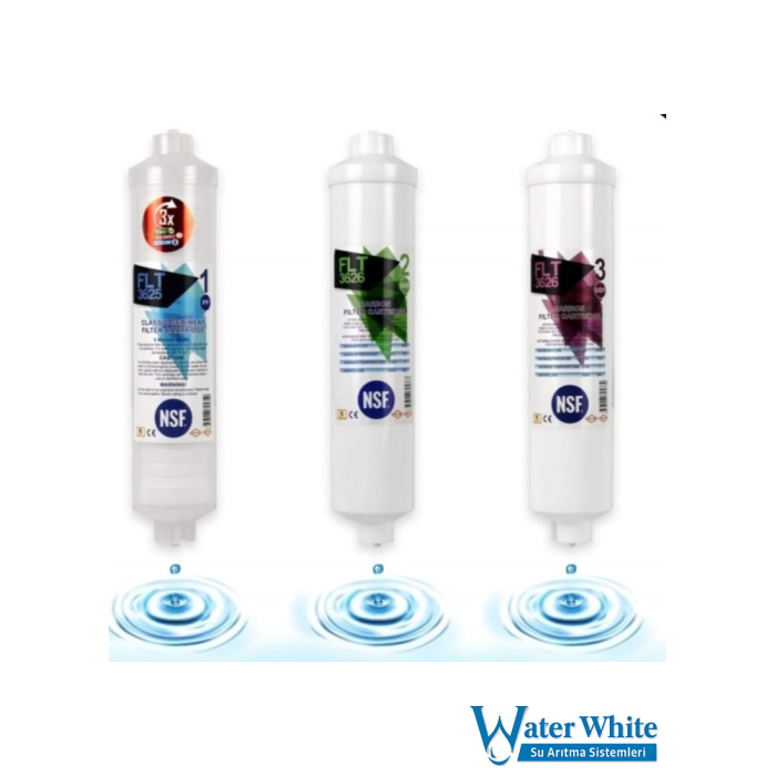 Water White FLT 3625–3626 3’lü Inline Su Arıtma Filtresi Seti