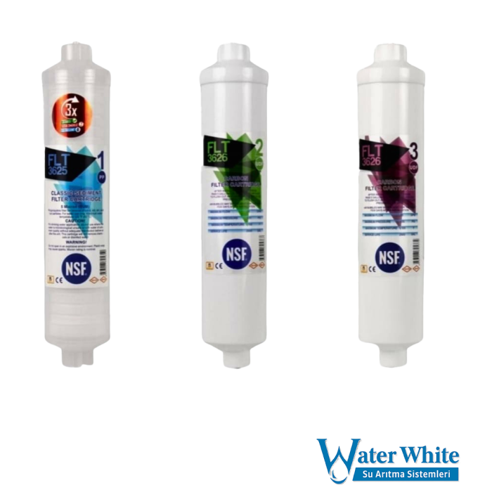 Water White FLT 3625–3626 3’lü Inline Su Arıtma Filtresi Seti