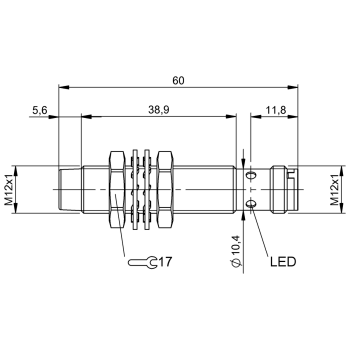 BES004K  -  BES M12MG-POC80F-S04G, M12 çıkık kafa Boyut Ø 12 x 60 mm   8 mm algılama  PNP Normalde kapalı (NC)