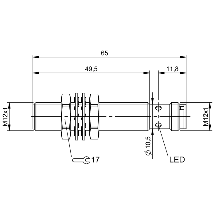 BES0068  -  BES M12MI-PSC40B-S04G  m12 4 mm algılama Boyut Ø 12 x 65 mm  PNP normalde açık (NO)