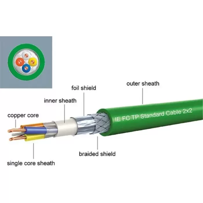 6XV1840-2AH10  -  Industrial Ethernet FC TP Standard cable, GP 2x2 (PROFINET Type A), IE FC RJ45 2x2, 4-core, shielded CAT 5E,