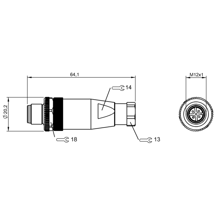 BCC06YA  -  Konnektör Erkek M12 5Pin Düz