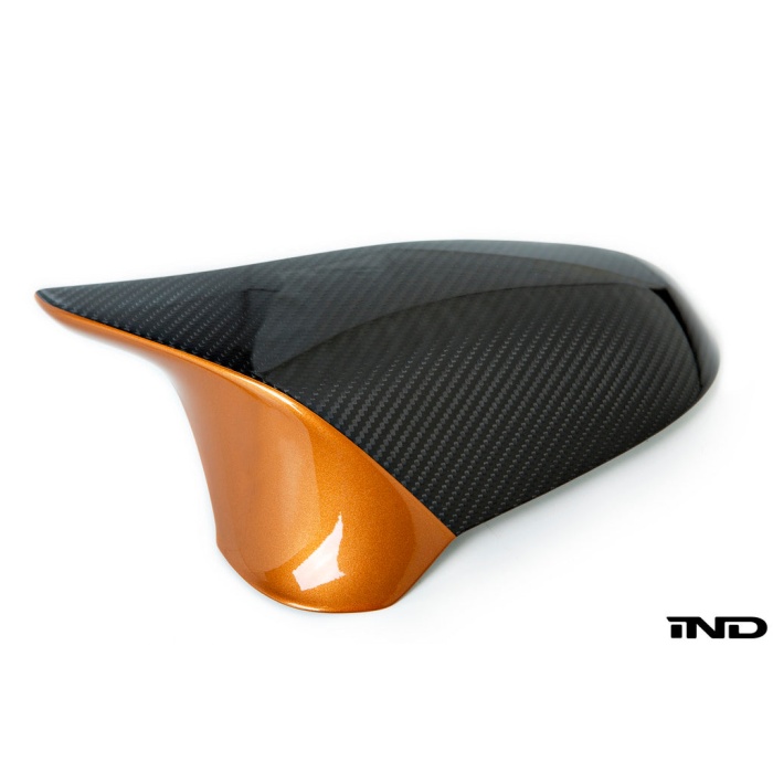 BMW M Performance F8X M2C / M3 / M4 Carbon Mirror Cap Set + Acid Orange Accent