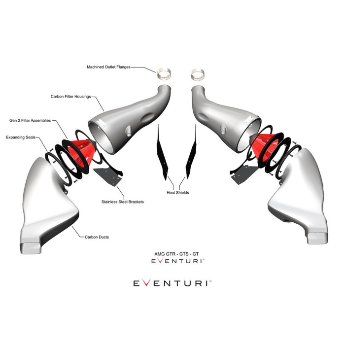 Eventuri Mercedes C190 R190 AMG GT 2DR GT / GTS / GTR Black Carbon Intake + Engine Cover - Matte