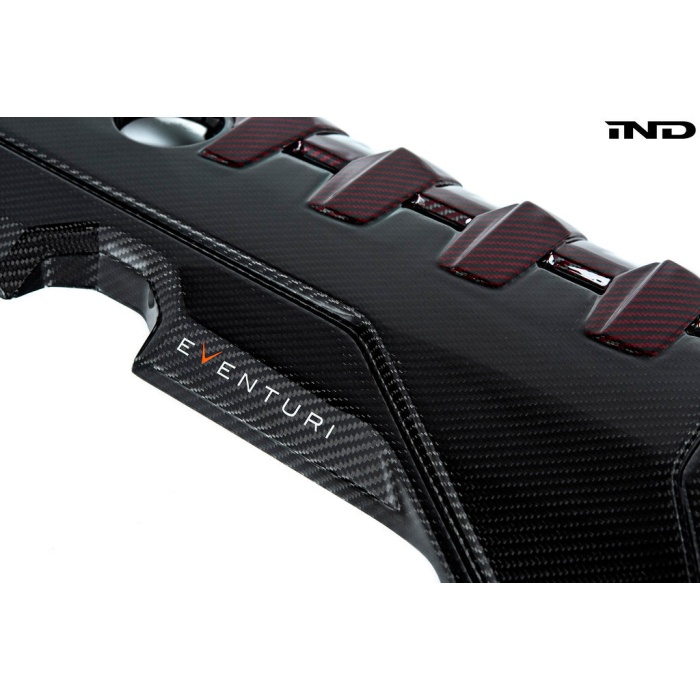 Eventuri Audi 8Y / 8V RS3 / 8S TTRS Black Carbon and Red Kevlar Engine Cover