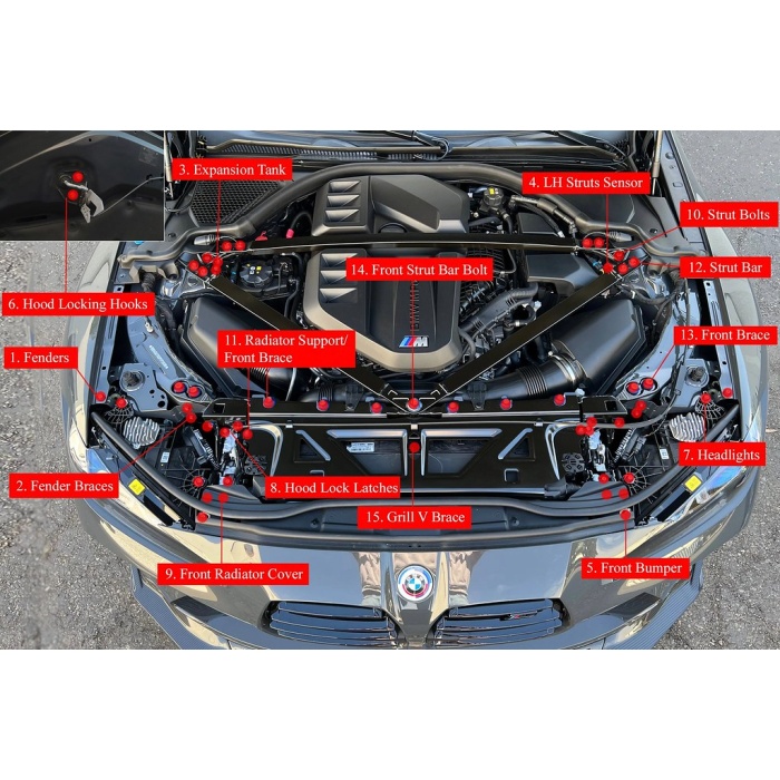 Downstar G8X M2 / M3 / M4 Titanium Deluxe Billet Dress Up Hardware Kit