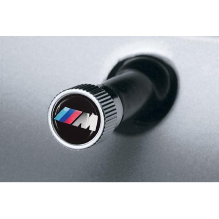 BMW Laser Slimline License Plate Frame with M Logo Valve Stem Caps - Polished Silver