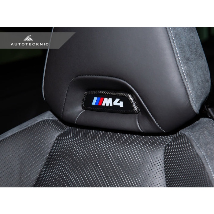 AutoTecknic BMW M Front Seat Dry Carbon Illuminated Emblem Surround