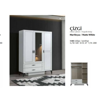 ÇİZGİ 3 KAPAKLI DOLAP