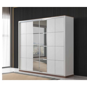 SÜRGÜLÜ GARDROP 230 LUK KREM/CEVİZ