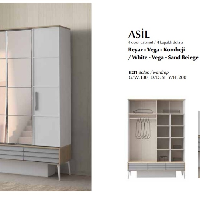 ASİL 4 KAPAKLI DOLAP